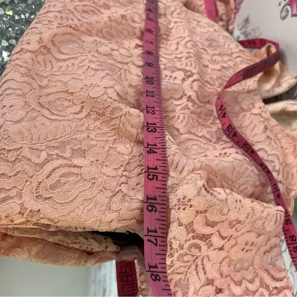 Long sleeve lace top zip up back luxe light baby peach Pink Lace Women's Top